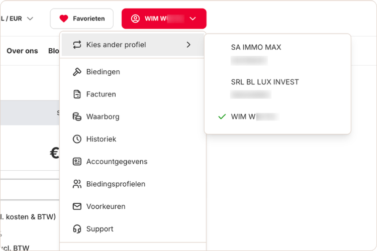 biedingsprofiel wijzigen